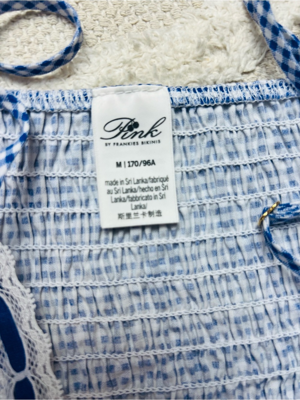 Frankie’s Bikinis x VS Pink Indiana Blue Gingham Lace Trim Sundress – Size M - Picture 12 of 14